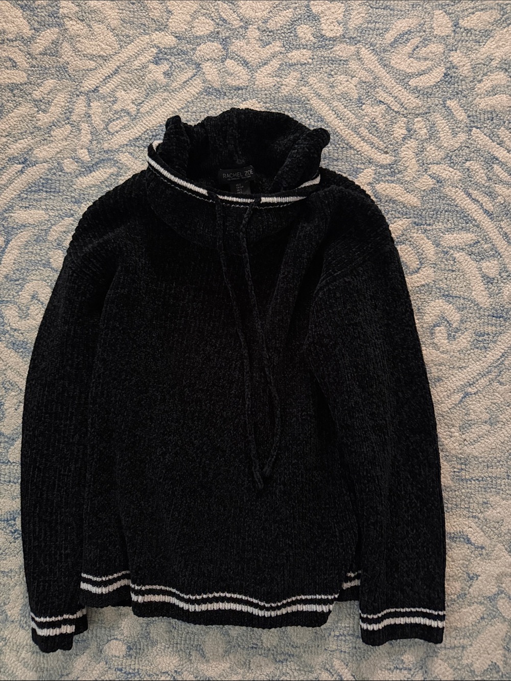 Rachel Zoe Black Chenille  with White Accent